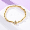 Brass Round Beads Stretch Bracelets BJEW-A034-05G-2