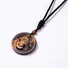 Gemstone Yoga Theme Pendant Necklace with Nylon Cord for Women G-G993-B-2