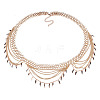 Alloy Curb Chain Leaf Charm Tassel Multi-Layered Waist Belly Chains FS-WGB4872-01-1