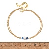 White Round Shell Pearl & Natural Blue Agate(Dyed & Heated) Beads Anklets AJEW-AN00835-03-4