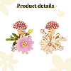 ANATTASOUL 3 Pairs 3 Colors Enamel Flower with Mushroom Stud Earrings with Crystal Rhinestone EJEW-AN0003-07-3