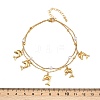 304 Stainless Steel with Acrylic Bead Double Layer Dolphin Charm Anklets for Women AJEW-G069-01G-4