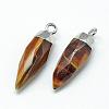 Natural Tiger Eye Pointed Pendants G-Q495-03P-2