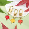 3Pcs 3 Colors Maple Leaf Alloy Enamel Pendant Decorations HJEW-JM02680-2