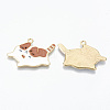 Light Gold Plated Alloy Enamel Pendants ENAM-T011-29KC-RS-2