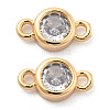 Brass Clear Cubic Zirconia Connector Charms KK-G516-12G-1