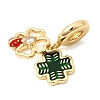 Brass Micro Pave Cubic Zirconia European Dangle Charms KK-Z150-06G-02-2