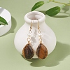Natural Tiger Eye Teardrop Dangle Earrings with Natural Pearl EJEW-JE04850-04-2