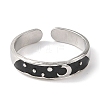 304 Stainless Steel Enamel Open Cuff Rings for Women RJEW-F166-16P-02-2