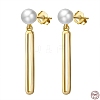 925 Sterling Silver Oval Dangle Stud Earrings with Pearl Beaded EJEW-P231-23G-5