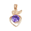 Brass Micro Pave Cubic Zirconia Pendants KK-E795-27KCG-03-1