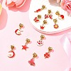 Red Color Theme Alloy Enamel Pendants PALLOY-FS00005-7