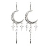 Natural Quartz Crystal & Synthetic Moonstone Beads & Alloy Pendant Chandelier Earrings EJEW-TA00814-3