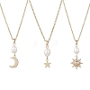 3Pcs 3 Styles Natural Cultured Freshwater Pearl & 304 Stainless Steel & Brass Moon Star Sun Pendant 304 Stainless Steel Cable Chain Necklaces for Women NJEW-JN05364-2