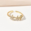 304 Stainless Steel Cubic Zirconia Cuff Open Rings for Women RJEW-Z122-02G-04-2