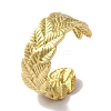 Vacuum Plating 201 Stainless Steel Leaf Open Cuff Rings for Unisex RJEW-C092-28G-1