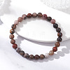 Natural Petrified Wood Beads Stretch Bracelets for Women BJEW-JB12604-2