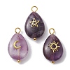 3Pcs 3 Styles Natural Amethyst Pendant PALLOY-JF02576-03-1