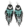 Bohemia Woven Glass Seed Bead Dangle Earrings EJEW-A046-02C-1