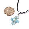 Glass Seed Cross Pendant Necklaces NJEW-MZ00025-02-3