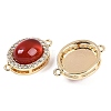 Natural Carnelian(Dyed & Heated) Oval Connector Charms KK-U043-50G-01-2