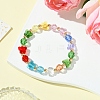 Butterfly & Faceted Round Glass & Brass Beaded Stretch Bracelets for Women BJEW-FS00005-3