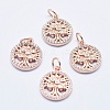Brass Micro Pave Clear Cubic Zirconia Charms ZIRC-J040-10RG-NR-1