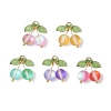 5Pcs 5 Colors Dyed Frosted Synthetic Moonstone Cherry Pendants PALLOY-TA00255-1