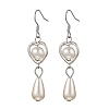 Heart with Teardrop Alloy Acrylic Imitated Pearl Dangle Earrings EJEW-JE06770-2