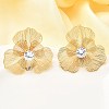 Flower Brass Micro Pave Cubic Zirconia Stud Earrings EJEW-F391-07G-01-1
