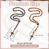 6Pcs 2 Colors Alloy Religion Crucifix Cross Pendant Wood Rice Beaded Rosary Bead Necklaces NJEW-GO0001-07-2