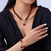 Plastic Imitation Pearl Beaded & Alloy Heart Pendant Necklaces & Charm Bracelet Sets for Women FS-WG63549-01-3