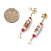 Christmas Theme Brass Clear Cubic Zirconia Dangle Stud Earrings EJEW-MZ00552-02-4