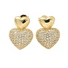 Brass Micro Pave Clear Cubic Zirconia Stud Earrings for Women EJEW-U034-01G-01-4