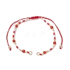 4mm Faceted Round Dyed Natural Agate Beads & Handmade Seed Beads Braided Bracelet Making AJEW-MZ00003-01-1