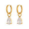 304 Stainless Steel Pave Cubic Zirconia Hoop Dangle Earrings for Women EU1593-1-3
