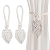 2Pcs Handmade Macrame Leaf Curtain Tiebacks AJEW-CN0003-65A-1