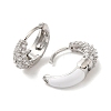 Brass Micro Pave Clear Cubic Zirconia Hoop Earrings KK-A227-11P-2