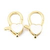 Heart Brass Enamel Lobster Claw Clasps KK-Z147-02G-02A-1