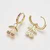 Brass Cubic Zirconia Dangle Hoop Earrings EJEW-S201-142-2