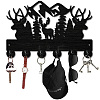 Black Wood & Iron Wall Mounted Hook Hangers DIY-WH0601-005-1