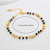 Vintage Beach Brass Round & Black Glass Rondelle Link Chain Double Layer Anklets for Women TO0841-4