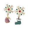 Christmas Alloy Rhinestone Dangle Stud Earrings EJEW-F399-01G-2