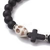 Halloween Skull & Cross Dyed Synthetic Turquoise Bracelets BJEW-JB10852-02-3