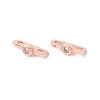 Rack Plating Brass Pave Clear Cubic Zirconia Connector Charms LS-KK-G433-04RG-2