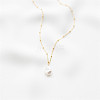 Minimalist Freshwater Pearl Necklace - Fashionable and Elegant 14K Gold-Plated Collarbone Chain for Women ST8233688-1