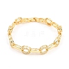 Oval Brass Micro Pave Clear Cubic Zirconia Link Chain Bracelets for Women BJEW-T025-03C-G-3
