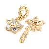 Rack Plating Brass Pave Clear Cubic Zirconia European Dangle Charms KK-F089-17G-2