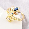 Brass Pave Cubic Zirconia Cuff Open Rings CU-CBACDF6-08G-02-3