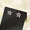 Brass Micro Pave Cubic Zirconia Stud Earrings EJEW-R016-26G-12-2